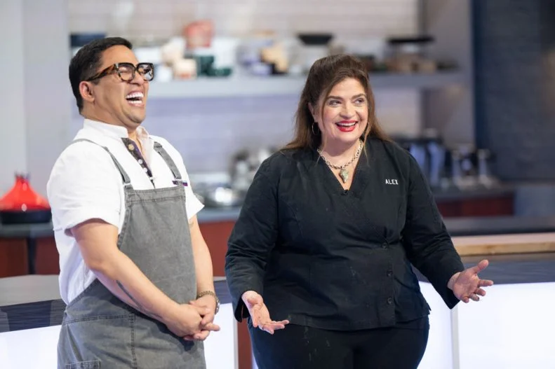 Contestant Arnold Myint and Chef Alex Guarnaschelli, as seen on Alex vs America, Season 5.