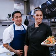 Chef Antonia Lofaso and Chef Nestor Milian , as seen on Undercover Kitchen, Season 1.
