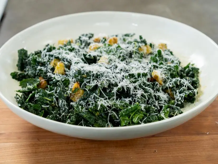 Host Gabe Bertacinni’s Kale Caesar Salad, as seen on Cook Like an Italian, Season 1.