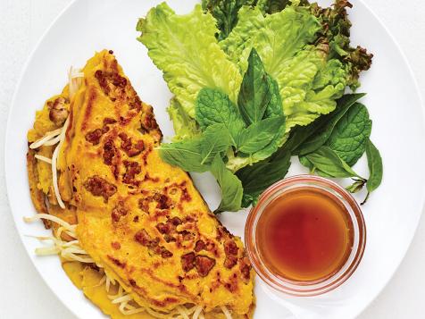 Banh Xeo with Ground Pork and Bean Sprouts