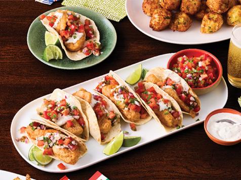 Crispy Fish Tacos with Pico De Gallo and Cilantro Crema