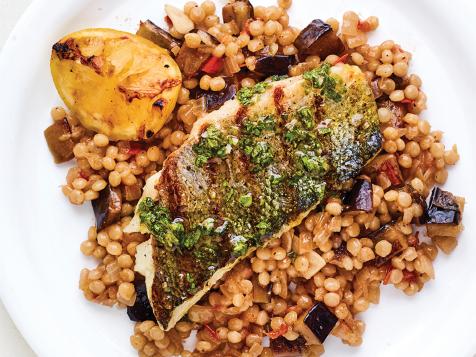 Grilled Branzino with Eggplant Couscous
