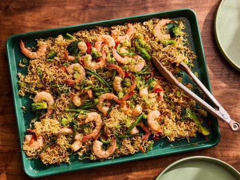 Sheet Pan-Fried Noodles with Shrimp