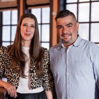 Aaron Sanchez and Jen Agg pose for portrait in newly designed restaurant