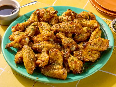 Cola and Rum-Glazed Chicken Wings with Wasabi Furikake