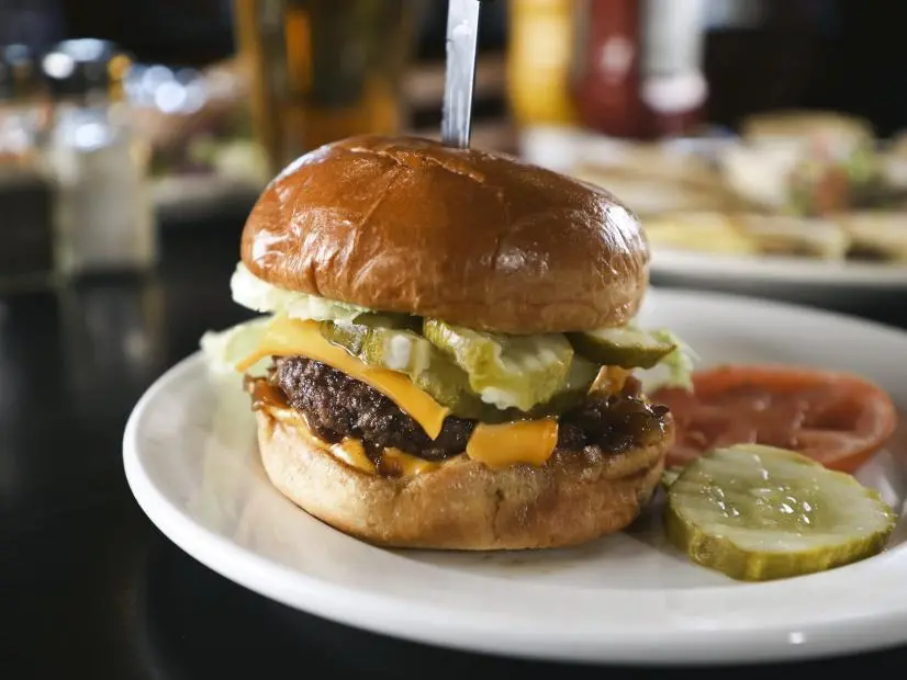 Smash Burger as prepared by Chef Ed Hebson at Hackney's in Chicago, Illinois, as seen on Food Network's Triple D Nation, season 8.