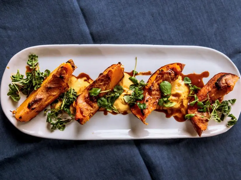 Close Up of Miso Crusted Squash, as seen on Be My Guest with Ina Garten, Season 9