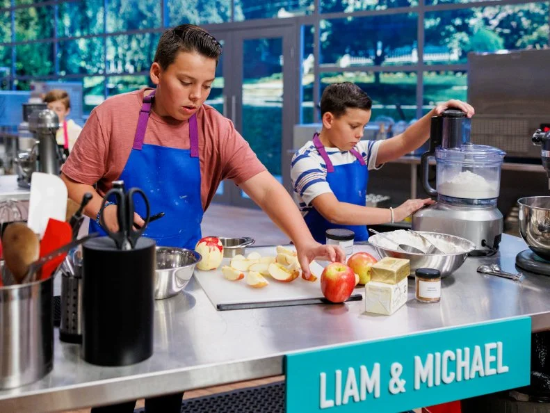Contestants Liam and Michael Nelson, baking process, as seen on Baking Championship: Next Gen, Season 1.