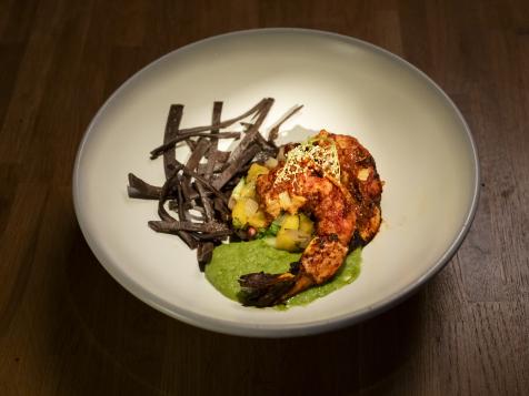Binchotan Grilled Shrimp with Pineapple, Cucumber and Pomegranate Relish