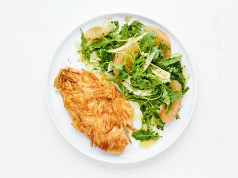 Hash Brown-Crusted Fish with Grapefruit-Fennel Salad