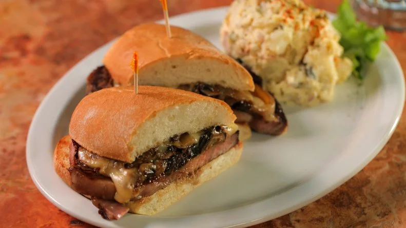 Killer Prime Rib Steak Sandwich as Served at Russian River Pub in Forestville, California as seen on Food Network's DDD Nation episode DVSP118H.