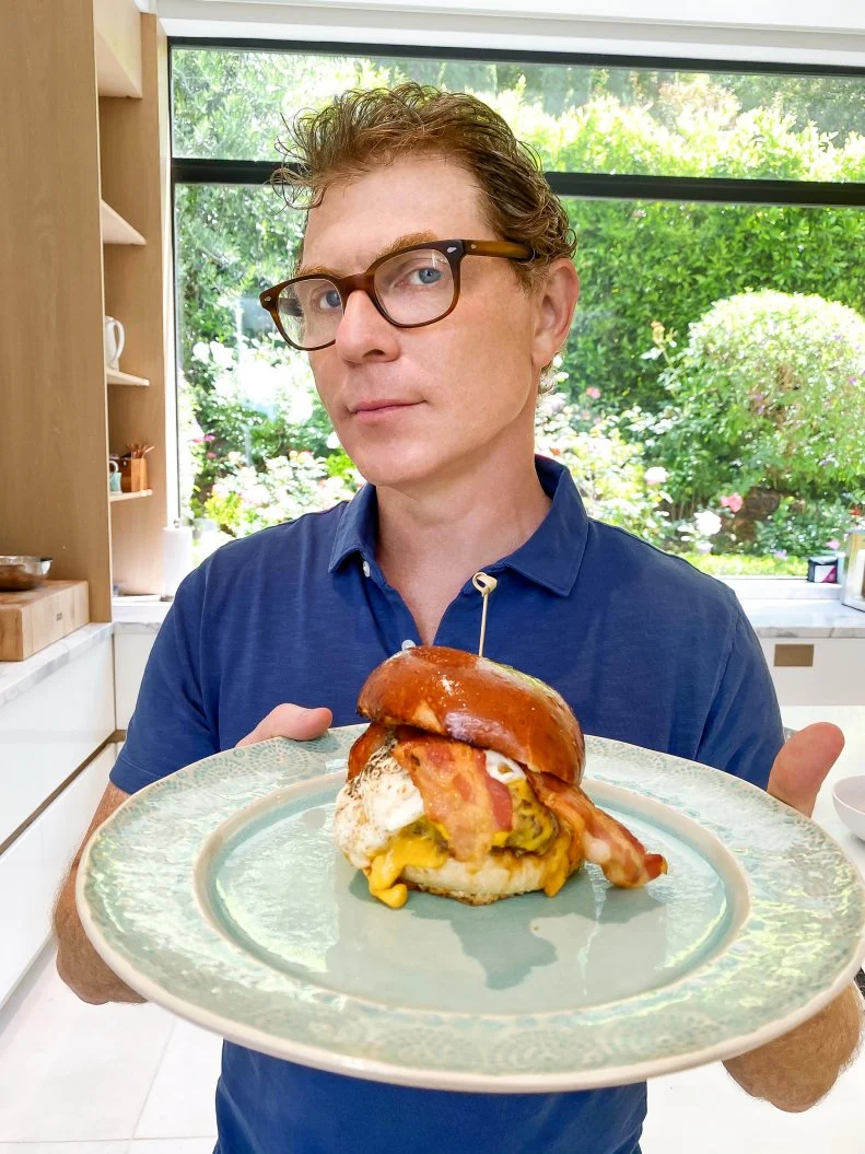 Food Network Kitchen Brunch Burger by Bobby Flay, as seen on Food Network.
