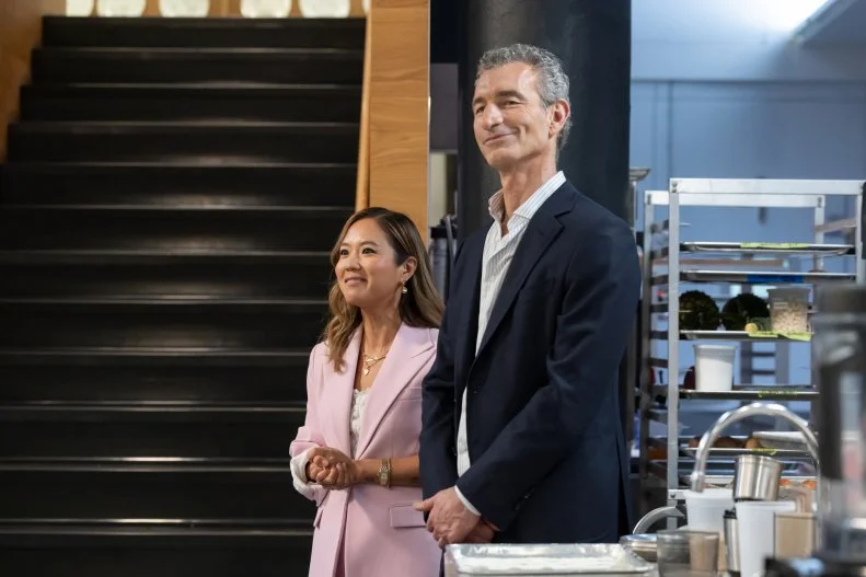 Special guest VIP Esther Choi announces the winner of the VIP dish, as seen on The Line, Season 1