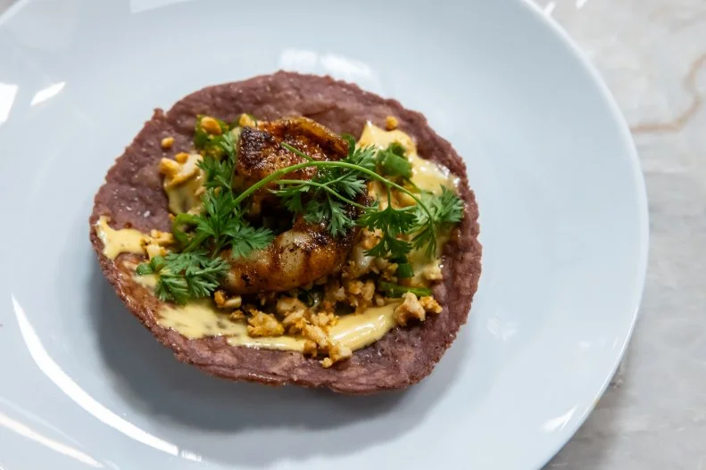 Home Team’s final dish, Crispy Shrimp Corn Taco, as seen on The Line, Season 1