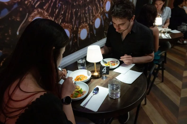 Diners sample both team’s dishes, as seen on The Line, Season 1