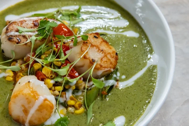Visiting Team’s VIP dish, Scallop with Green Curry, as seen on The Line, Season 1