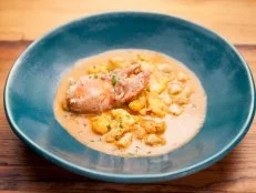 Chef Host Bobby Flay's lobster bisque, as seen on Food Network's Beat Bobby Flay, Season 8.