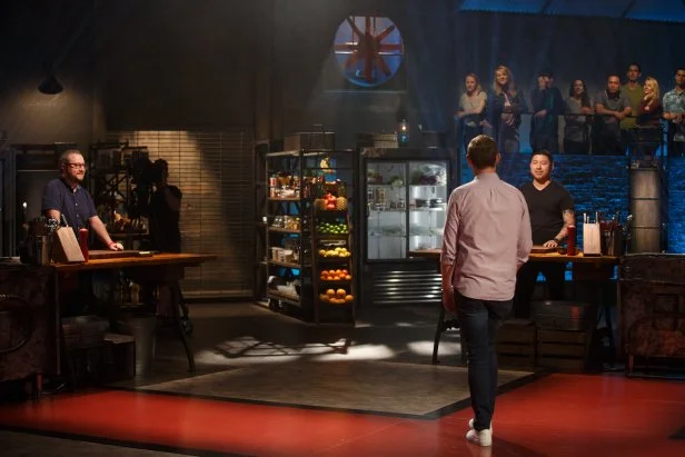 Chef Bobby Flay reveals the secret ingredient to contenders Pablo Zitzmann and Ming Pu, as seen on Beat Bobby Flay, Season 20.
