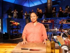 Contender Crystal Wahpepah poses at her station, as seen on Beat Bobby Flay, Season 33.