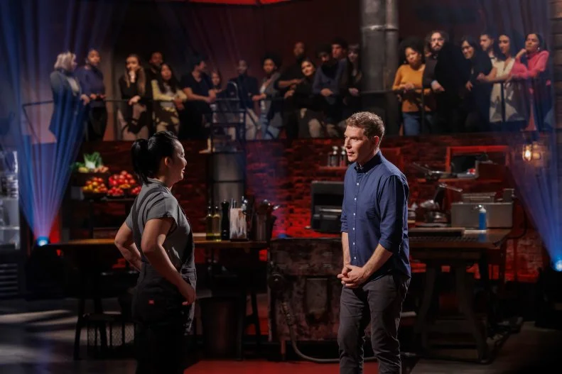 Contender Kaleena Bliss and chef Bobby Flay prepare to face off for Round 2, as seen on Beat Bobby Flay, Season 36.