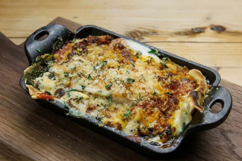 Chef Bobby Flay's fresh pasta lasagna bolognese, as seen on Beat Bobby Flay, Season 41.
