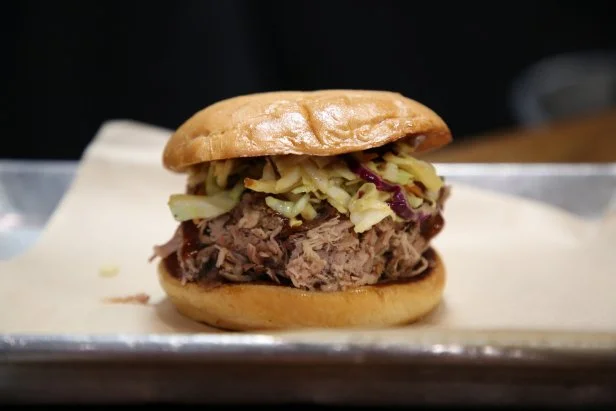 The Notorious P.I.G. Sammich at SLAB BBQ & Beer in Austin, TX, as seen on Man v. Food, Season 4.