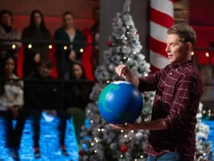 Chef Bobby Flay prepares to reveal the secret ingredient for Round 2, as seen on Beat Bobby Flay: Holiday Throwdown.
