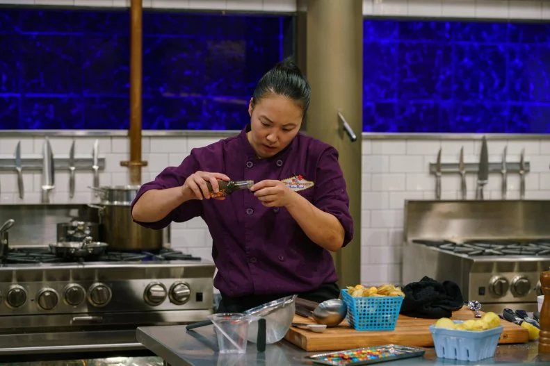 Contestant Kaleena Bliss, as seen on Chopped Casino Royale Tournament, Season 51.