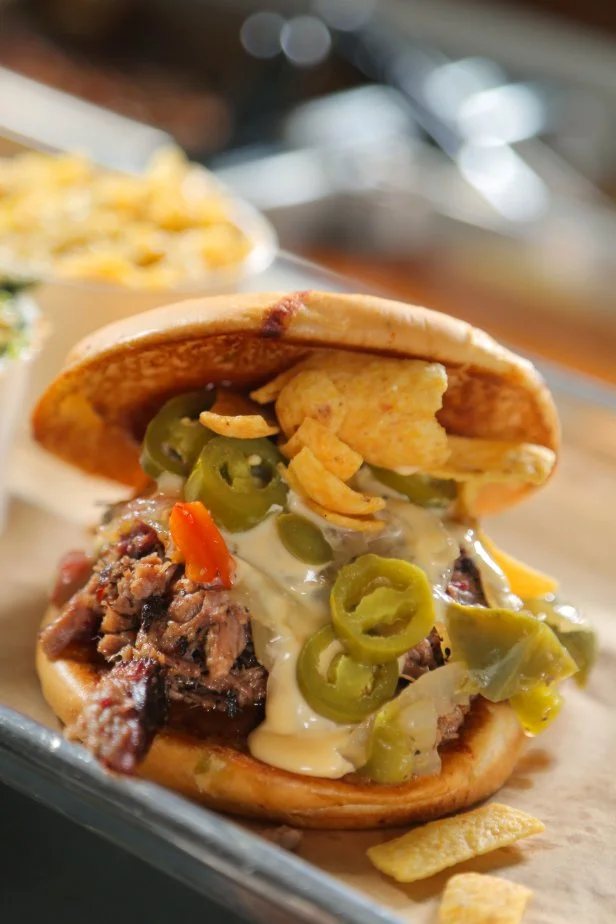 The El Jefe as Served at SLAB BBQ and Beer in Austin, Texas, as seen on Diners, Drive-Ins and Dives, Season 29.