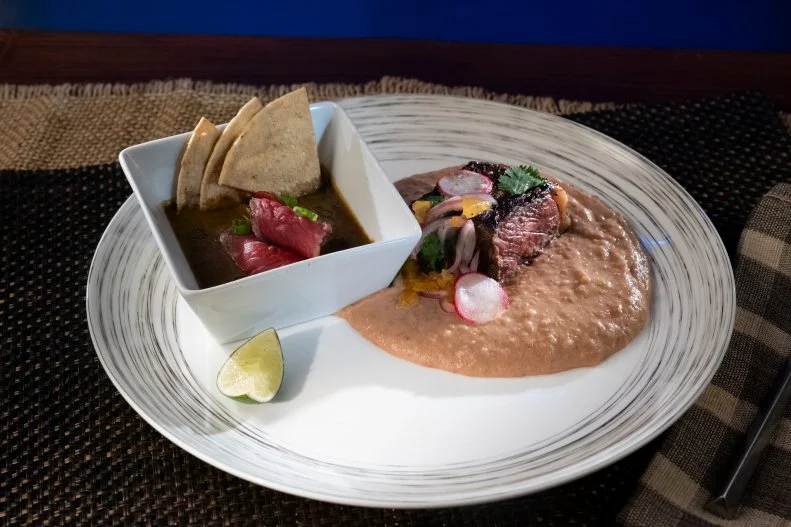Contestant Claudette Zepeda's dish - Steak Aguachile, as seen on Guy's Grocery Games, Season 41.
