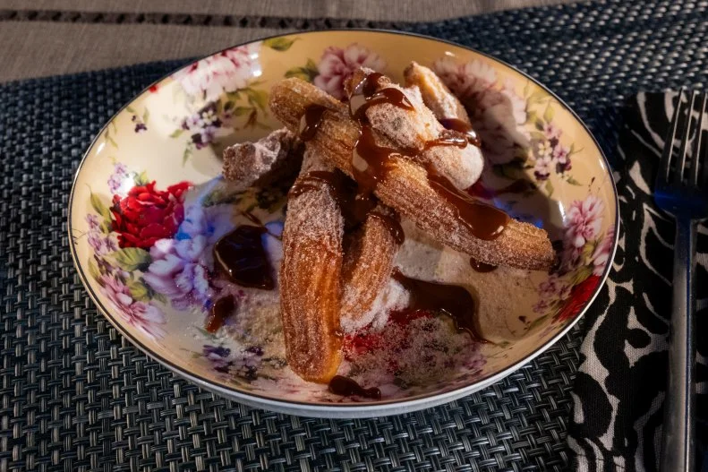 Contestant Claudette Zepeda's dessert dish - Churro, as seen on Guy's Grocery Games, Season 41.