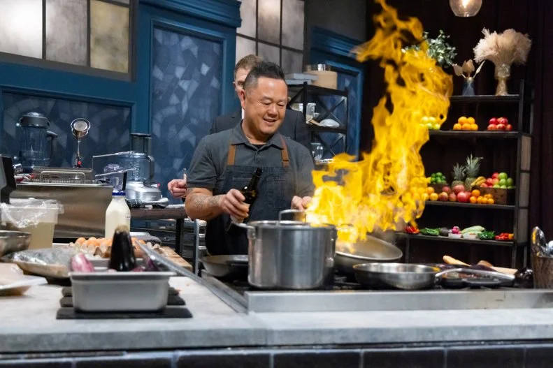 Chef Jet Tila prepares round 2 dish, as seen on Bobby’s Triple Threat, Season 4.