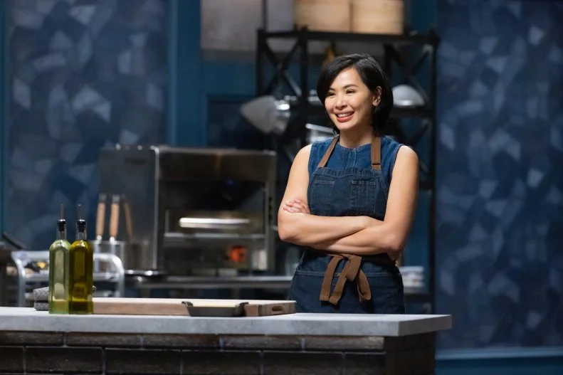 Chef Suchanan Aksornnan in round 2 judging and tasting as seen on Bobby’s Triple Threat, Season 5