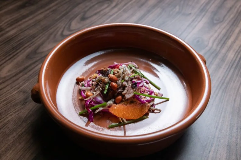 Chef Claudette Zepeda's round 2 dish with Whole Duck and Oranges, as seen on Bobby's Triple Threat,  Season 1