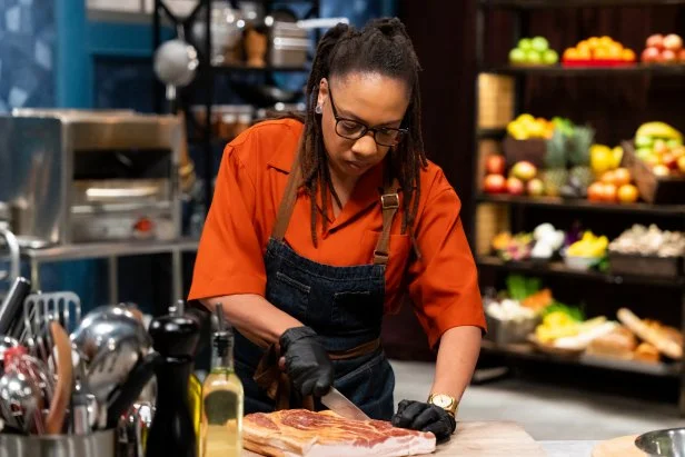 Chef Ashleigh Shanti during Round 1, as seen on Bobby's Triple Threat, Season 3.