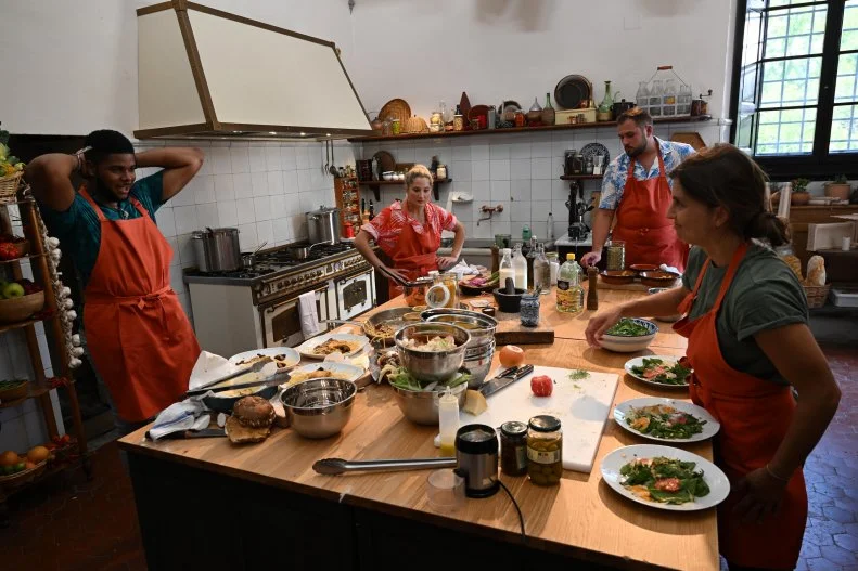 Justin Sarah Preston and Jess complete their dishes, as seen on Ciao House Season 1