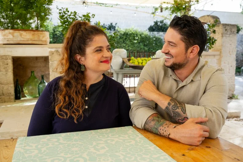 Hosts Chef Alex Guarnaschelli and Chef Gabriele Bertaccini, as seen on Ciao House, Season 2.