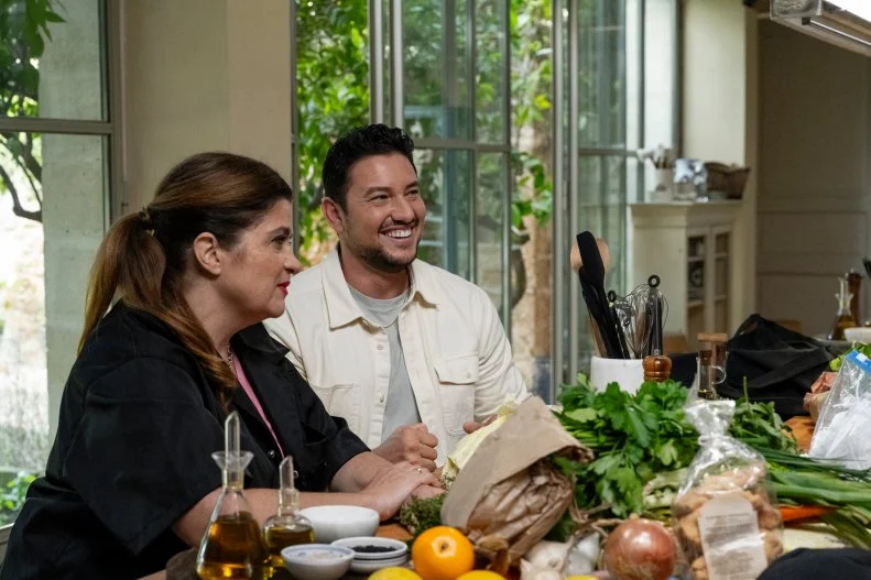Hosts Chef Alex Guarnaschelli and Chef Gabriele Bertaccini, as seen on Ciao House, Season 2.