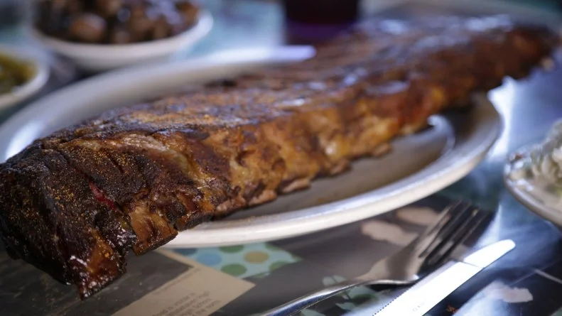 The Pork Ribs at Marlowe's in Memphis, Tennessee, as seen on Food Network's Buddy Valastros Family Vacation.