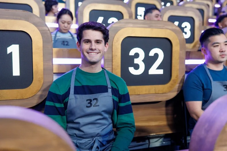 100 Cooks contestant Matthew Rubin waiting for his number to be called