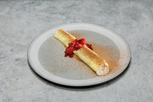 Bryce Stubbs' tiramisu-inspired crepe with cherry compote