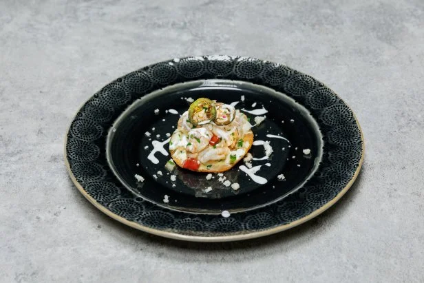 Bryce Stubbs' shrimp ceviche tostada from the finale of 100 Cooks