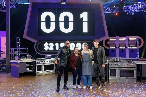 Bryce poses with Terry, Alex and Nick after winning 100 Cooks