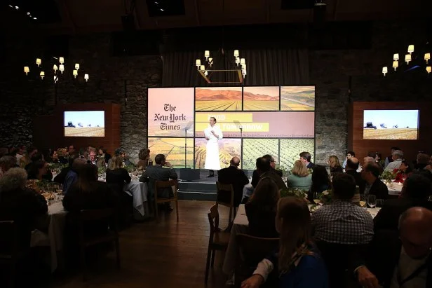 Chef and co-owner of Blue Hill and Blue Hill at Stone Barns Dan Barber speaks at The New York Times Food For Tomorrow Conference At Stone Barns, NY on November 11, 2014 in Pocantico Hills, New York. 