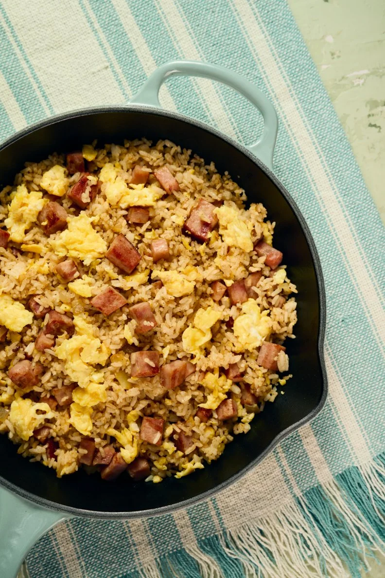 A skille of Kardea Brown's Geechee Ham, Egg and Rice