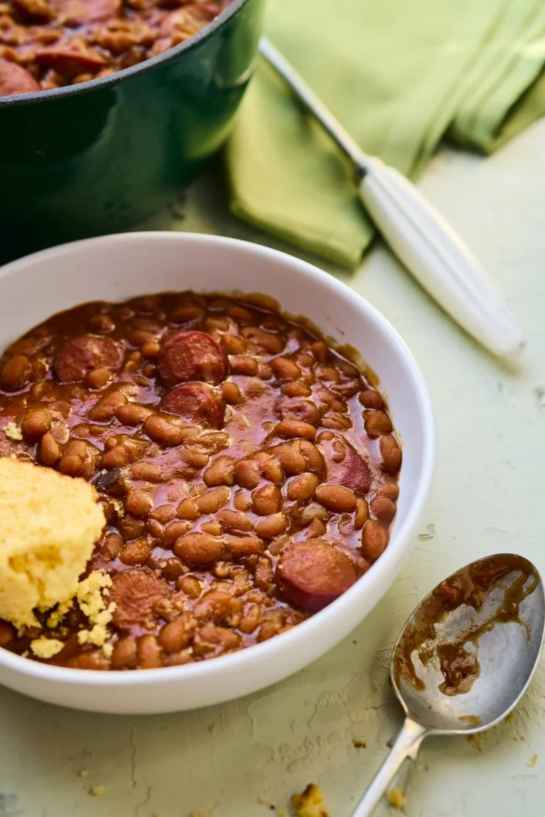 A close-up of Kardea Brown's Pork 'n' Beans