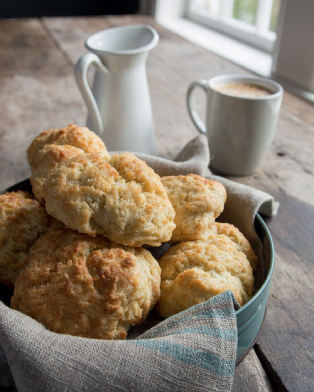 Suzanne Vizethann's buttermilk biscuits with coffee and a creamer 