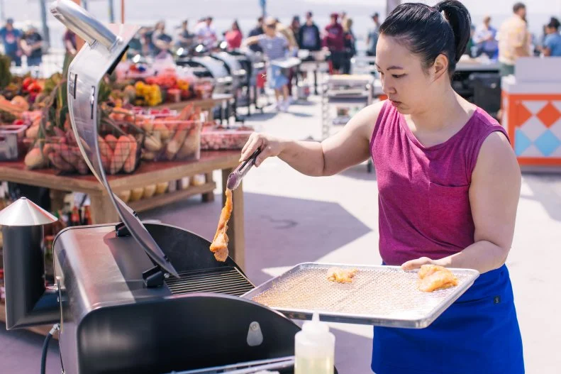 Contestant Kaleena cooking process, as seen on Beachside Brawl, Season 1.