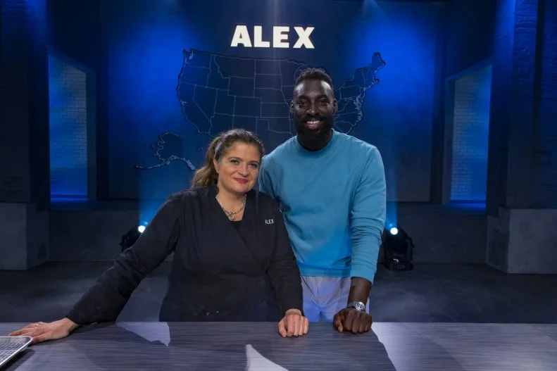 Hosts Alex Guarnaschelli and Eric Adjepong, as seen on Alex vs America, Season 2.