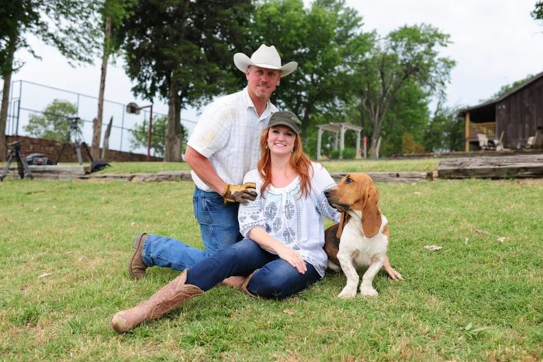 Ladd and Ree Drummond with their dog, Walter